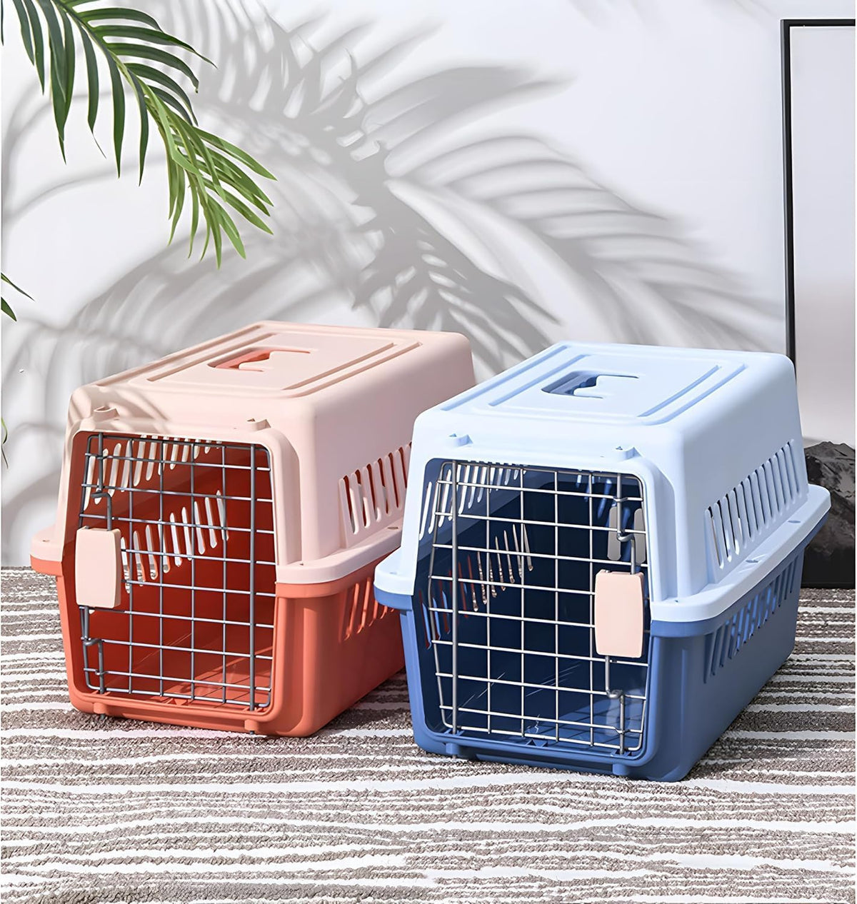 Pets Carrier,Kennel, 23in,Long,Hard-Sided,for Small Dog/Cat up to 20 lb,Suit for Airline/Road Travel (Blue, Large)
