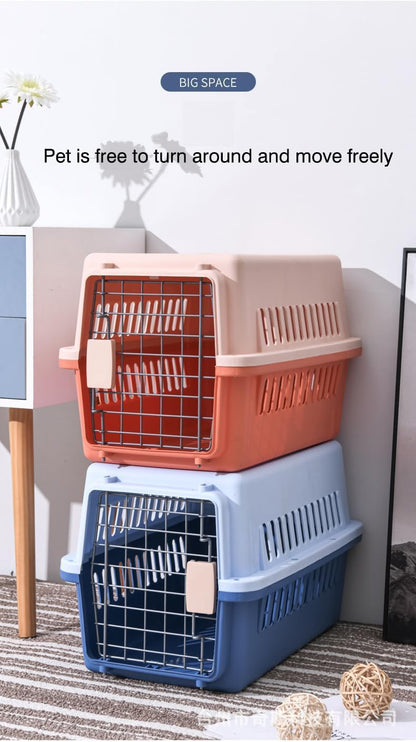 Pets Carrier,Kennel, 23in,Long,Hard-Sided,for Small Dog/Cat up to 20 lb,Suit for Airline/Road Travel (Blue, Large)