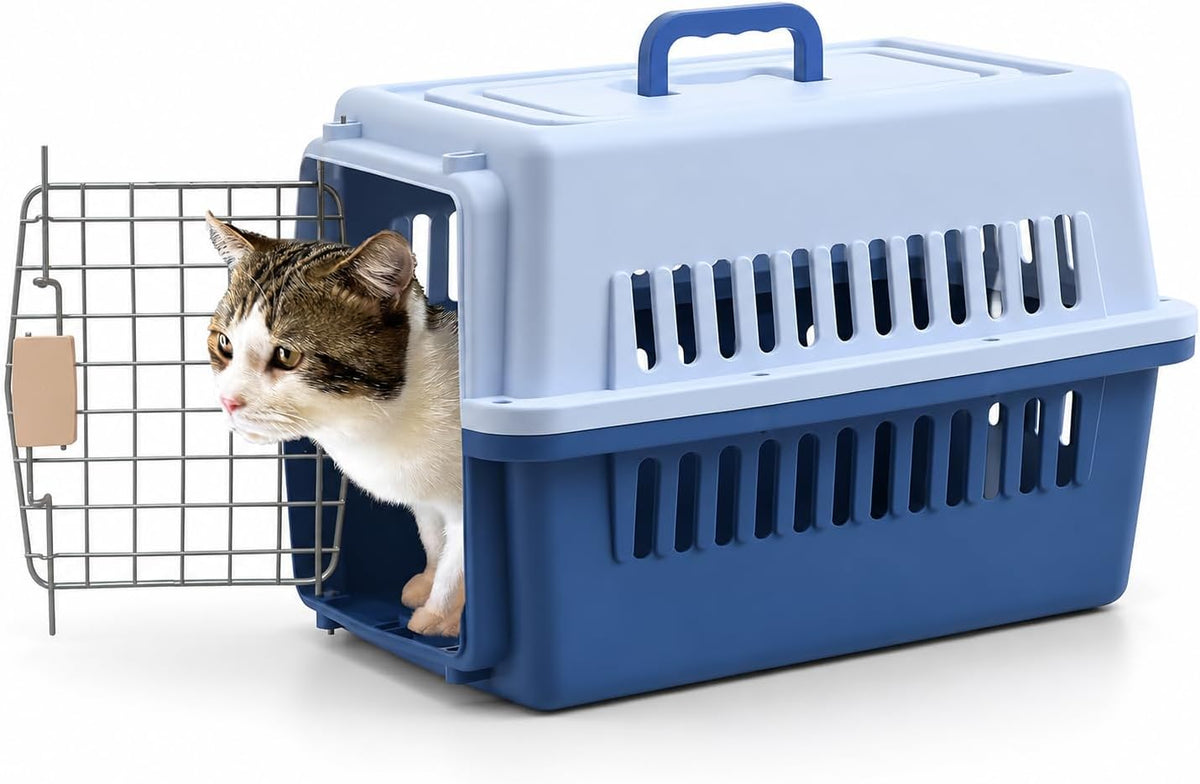 Pets Carrier,Kennel, 23in,Long,Hard-Sided,for Small Dog/Cat up to 20 lb,Suit for Airline/Road Travel (Blue, Large)