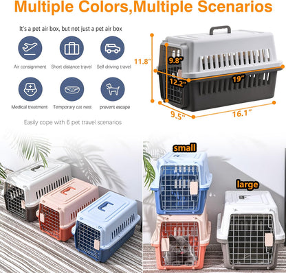 Pets Carrier,Kennel, 23in,Long,Hard-Sided,for Small Dog/Cat up to 20 lb,Suit for Airline/Road Travel (Blue, Large)