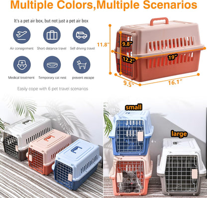 Pets Carrier,Kennel, 23in,Long,Hard-Sided,for Small Dog/Cat up to 20 lb,Suit for Airline/Road Travel (Blue, Large)