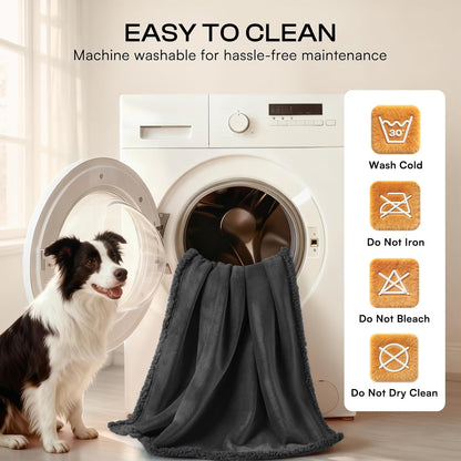 Waterproof Pet Blanket, Liquid Pee Proof Dog Blanket for Sofa Bed Couch, Reversible Sherpa Fleece Furniture Protector Cover for Small Medium Large Dogs Cats, Dark Gray Small（40" x 28"） | waterproof pet blanket sherpa fleece reversible couch cover bed