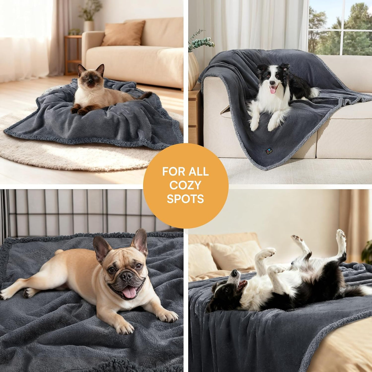 Waterproof Pet Blanket, Liquid Pee Proof Dog Blanket for Sofa Bed Couch, Reversible Sherpa Fleece Furniture Protector Cover for Small Medium Large Dogs Cats, Dark Gray Small（40" x 28"） | waterproof pet blanket sherpa fleece reversible couch cover bed