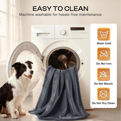 Waterproof Pet Blanket, Liquid Pee Proof Dog Blanket for Sofa Bed Couch, Reversible Sherpa Fleece Furniture Protector Cover for Small Medium Large Dogs Cats, Dark Gray Small（40" x 28"） | waterproof pet blanket sherpa fleece reversible couch cover bed