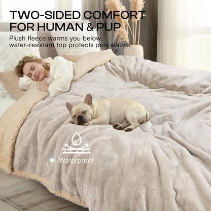 Waterproof Pet Blanket, Liquid Pee Proof Dog Blanket for Sofa Bed Couch, Reversible Sherpa Fleece Furniture Protector Cover for Small Medium Large Dogs Cats, Dark Gray Small（40" x 28"） | waterproof pet blanket sherpa fleece reversible couch cover bed