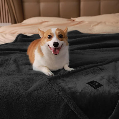 Waterproof Pet Blanket, Liquid Pee Proof Dog Blanket for Sofa Bed Couch, Reversible Sherpa Fleece Furniture Protector Cover for Small Medium Large Dogs Cats, Dark Gray Small（40" x 28"） | waterproof pet blanket sherpa fleece reversible couch cover bed