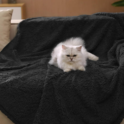 Waterproof Pet Blanket, Liquid Pee Proof Dog Blanket for Sofa Bed Couch, Reversible Sherpa Fleece Furniture Protector Cover for Small Medium Large Dogs Cats, Dark Gray Small（40" x 28"） | waterproof pet blanket sherpa fleece reversible couch cover bed