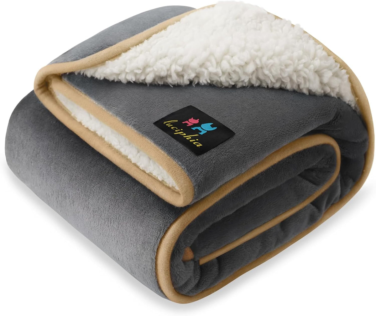Waterproof Pet Blanket, Liquid Pee Proof Dog Blanket for Sofa Bed Couch, Reversible Sherpa Fleece Furniture Protector Cover for Small Medium Large Dogs Cats, Dark Gray Small（40" x 28"） | waterproof pet blanket sherpa fleece reversible couch cover bed