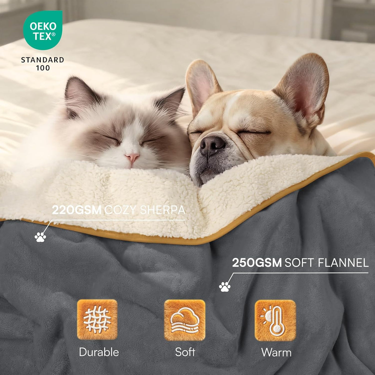 Waterproof Pet Blanket, Liquid Pee Proof Dog Blanket for Sofa Bed Couch, Reversible Sherpa Fleece Furniture Protector Cover for Small Medium Large Dogs Cats, Dark Gray Small（40" x 28"） | waterproof pet blanket sherpa fleece reversible couch cover bed