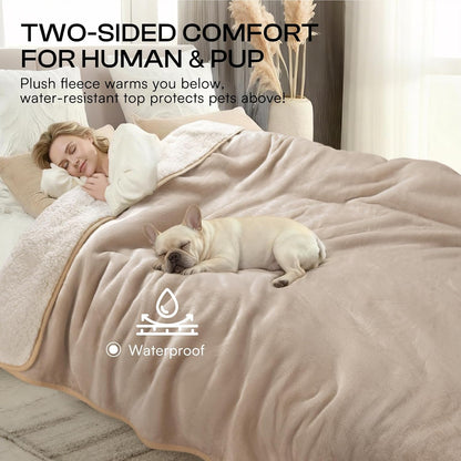 Waterproof Pet Blanket, Liquid Pee Proof Dog Blanket for Sofa Bed Couch, Reversible Sherpa Fleece Furniture Protector Cover for Small Medium Large Dogs Cats, Dark Gray Small（40" x 28"） | waterproof pet blanket sherpa fleece reversible couch cover bed