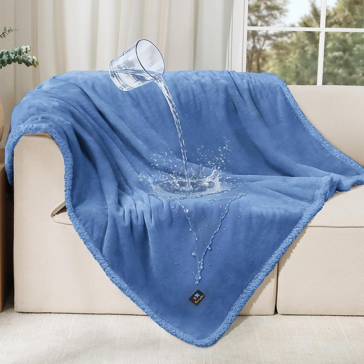 Waterproof Pet Blanket, Liquid Pee Proof Dog Blanket for Sofa Bed Couch, Reversible Sherpa Fleece Furniture Protector Cover for Small Medium Large Dogs Cats, Dark Gray Small（40" x 28"） | waterproof pet blanket sherpa fleece reversible couch cover bed