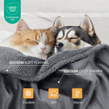 Waterproof Pet Blanket, Liquid Pee Proof Dog Blanket for Sofa Bed Couch, Reversible Sherpa Fleece Furniture Protector Cover for Small Medium Large Dogs Cats, Dark Gray Small（40" x 28"） | waterproof pet blanket sherpa fleece reversible couch cover bed