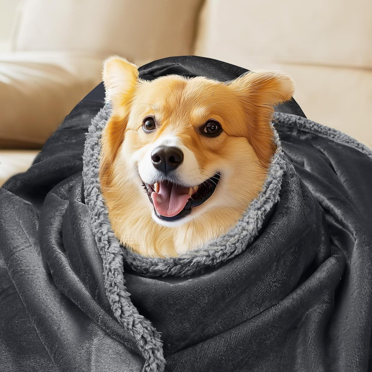 Waterproof Pet Blanket, Liquid Pee Proof Dog Blanket for Sofa Bed Couch, Reversible Sherpa Fleece Furniture Protector Cover for Small Medium Large Dogs Cats, Dark Gray Small（40" x 28"） | waterproof pet blanket sherpa fleece reversible couch cover bed