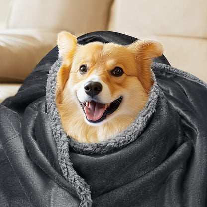 Waterproof Pet Blanket, Liquid Pee Proof Dog Blanket for Sofa Bed Couch, Reversible Sherpa Fleece Furniture Protector Cover for Small Medium Large Dogs Cats, Dark Gray Small（40" x 28"） | waterproof pet blanket sherpa fleece reversible couch cover bed