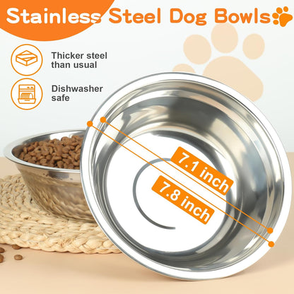 Elevated Dog Bowls, 4 Height Adjustable Raised Bowl Stand with 2 Thick 50oz Stainless Steel Food Bowls Non-Slip Feeder Adjusts to 3.7'', 9.2'', 10.75'', 12.36'' Black, (DB-W01)