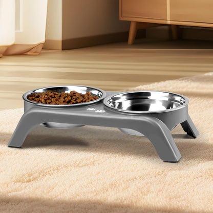 Elevated Dog Bowls, 4 Height Adjustable Raised Bowl Stand with 2 Thick 50oz Stainless Steel Food Bowls Non-Slip Feeder Adjusts to 3.7'', 9.2'', 10.75'', 12.36'' Black, (DB-W01)
