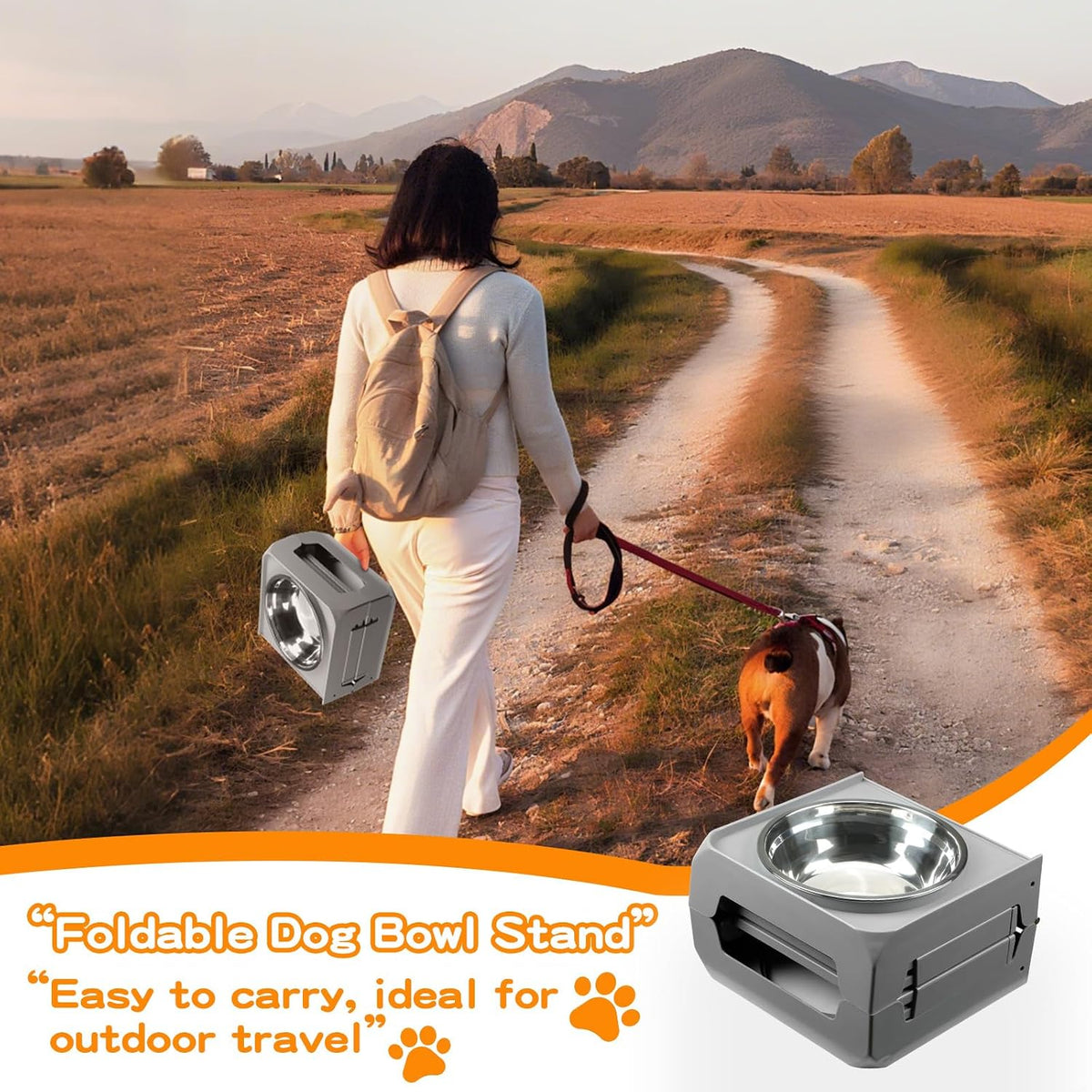 Elevated Dog Bowls, 4 Height Adjustable Raised Bowl Stand with 2 Thick 50oz Stainless Steel Food Bowls Non-Slip Feeder Adjusts to 3.7'', 9.2'', 10.75'', 12.36'' Black, (DB-W01)