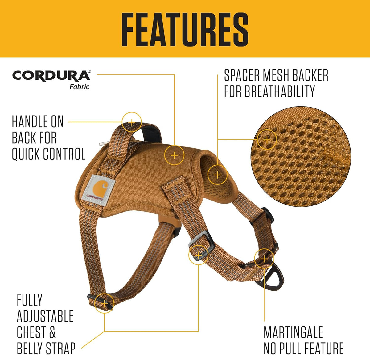 Nylon Duck No Pull Dog Harness Brown M