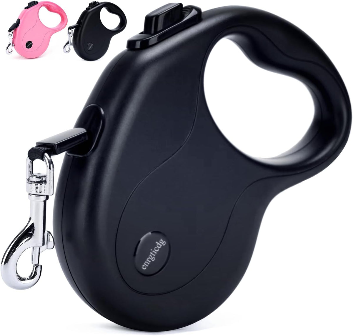 16Ft Retractable Dog Leash,Light Weight Leash for Small to Medium Dogs/Cats Up to 50lbs,Stainless Steel Spring Strong Nylon Tape, Tangle Free, One-Handed Brake.(Pink-Black)