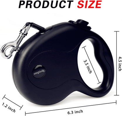 16Ft Retractable Dog Leash,Light Weight Leash for Small to Medium Dogs/Cats Up to 50lbs,Stainless Steel Spring Strong Nylon Tape, Tangle Free, One-Handed Brake.(Pink-Black)