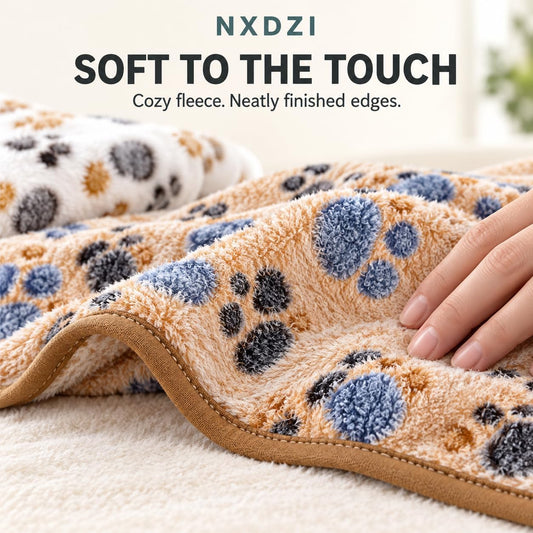 Dog Blankets for Medium Large Dogs, 3 Pack Dog Blanket Washable 41" x 31", Fuzzy Soft Pet Mat Throw Cover for Kennel Crate Bed, Cute Paw Pattern, Cat Blanket, Blankets for Dogs, Pet Blanket