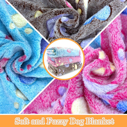 Dog Blankets for Medium Large Dogs, 3 Pack Dog Blanket Washable 41" x 31", Fuzzy Soft Pet Mat Throw Cover for Kennel Crate Bed, Cute Paw Pattern, Cat Blanket, Blankets for Dogs, Pet Blanket
