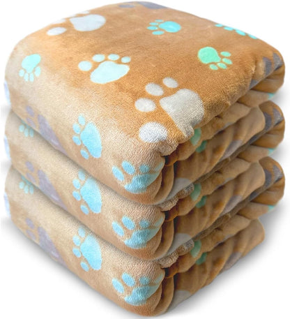 Dog Blankets for Medium Large Dogs, 3 Pack Dog Blanket Washable 41" x 31", Fuzzy Soft Pet Mat Throw Cover for Kennel Crate Bed, Cute Paw Pattern, Cat Blanket, Blankets for Dogs, Pet Blanket