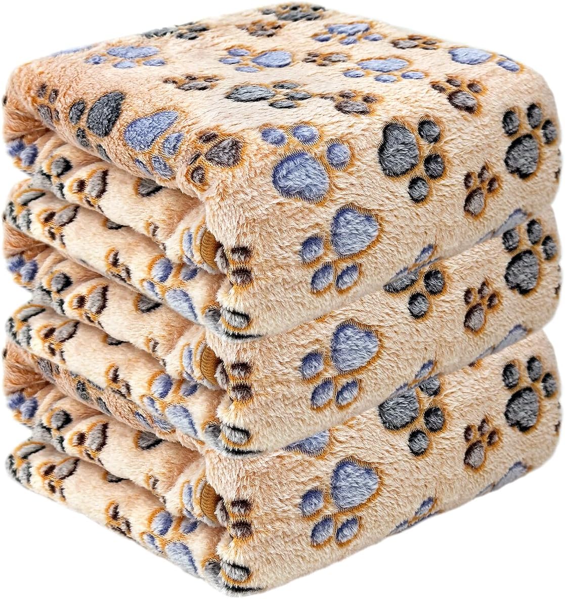 Dog Blankets for Medium Large Dogs, 3 Pack Dog Blanket Washable 41" x 31", Fuzzy Soft Pet Mat Throw Cover for Kennel Crate Bed, Cute Paw Pattern, Cat Blanket, Blankets for Dogs, Pet Blanket