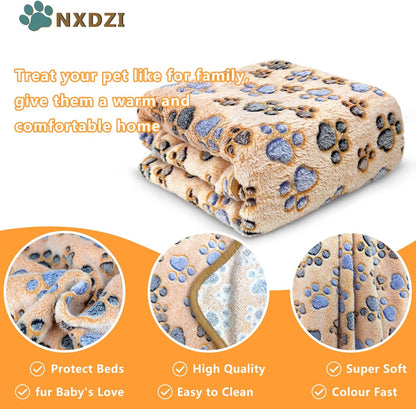Dog Blankets for Medium Large Dogs, 3 Pack Dog Blanket Washable 41" x 31", Fuzzy Soft Pet Mat Throw Cover for Kennel Crate Bed, Cute Paw Pattern, Cat Blanket, Blankets for Dogs, Pet Blanket