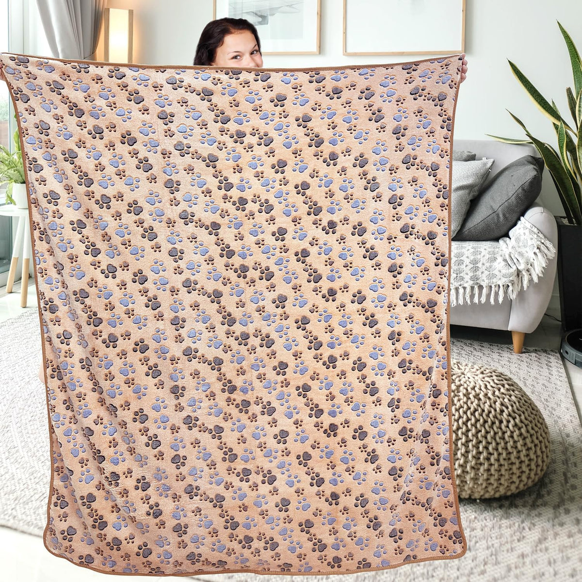 Dog Blankets for Medium Large Dogs, 3 Pack Dog Blanket Washable 41" x 31", Fuzzy Soft Pet Mat Throw Cover for Kennel Crate Bed, Cute Paw Pattern, Cat Blanket, Blankets for Dogs, Pet Blanket