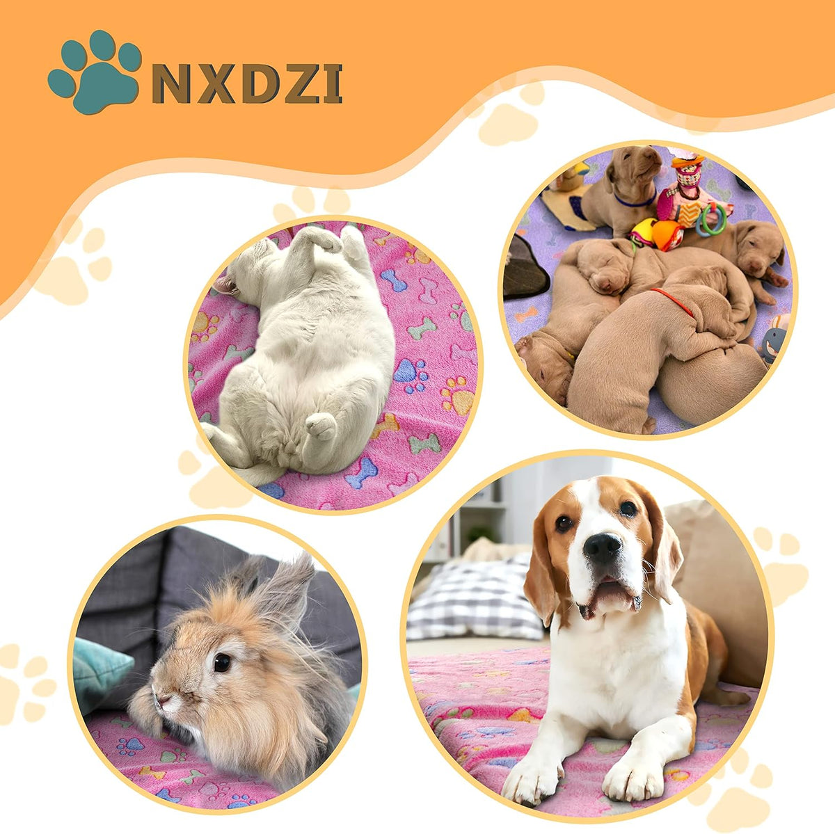 Dog Blankets for Medium Large Dogs, 3 Pack Dog Blanket Washable 41" x 31", Fuzzy Soft Pet Mat Throw Cover for Kennel Crate Bed, Cute Paw Pattern, Cat Blanket, Blankets for Dogs, Pet Blanket