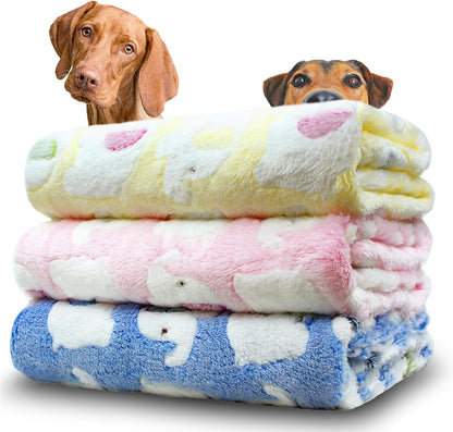 Dog Blankets for Medium Large Dogs, 3 Pack Dog Blanket Washable 41" x 31", Fuzzy Soft Pet Mat Throw Cover for Kennel Crate Bed, Cute Paw Pattern, Cat Blanket, Blankets for Dogs, Pet Blanket