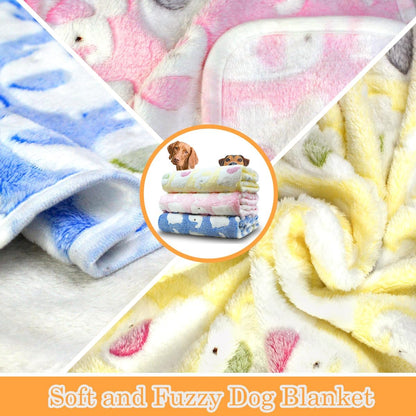 Dog Blankets for Medium Large Dogs, 3 Pack Dog Blanket Washable 41" x 31", Fuzzy Soft Pet Mat Throw Cover for Kennel Crate Bed, Cute Paw Pattern, Cat Blanket, Blankets for Dogs, Pet Blanket
