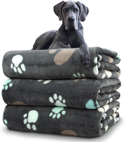 Dog Blankets for Medium Large Dogs, 3 Pack Dog Blanket Washable 41" x 31", Fuzzy Soft Pet Mat Throw Cover for Kennel Crate Bed, Cute Paw Pattern, Cat Blanket, Blankets for Dogs, Pet Blanket