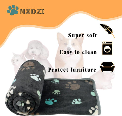 Dog Blankets for Medium Large Dogs, 3 Pack Dog Blanket Washable 41" x 31", Fuzzy Soft Pet Mat Throw Cover for Kennel Crate Bed, Cute Paw Pattern, Cat Blanket, Blankets for Dogs, Pet Blanket