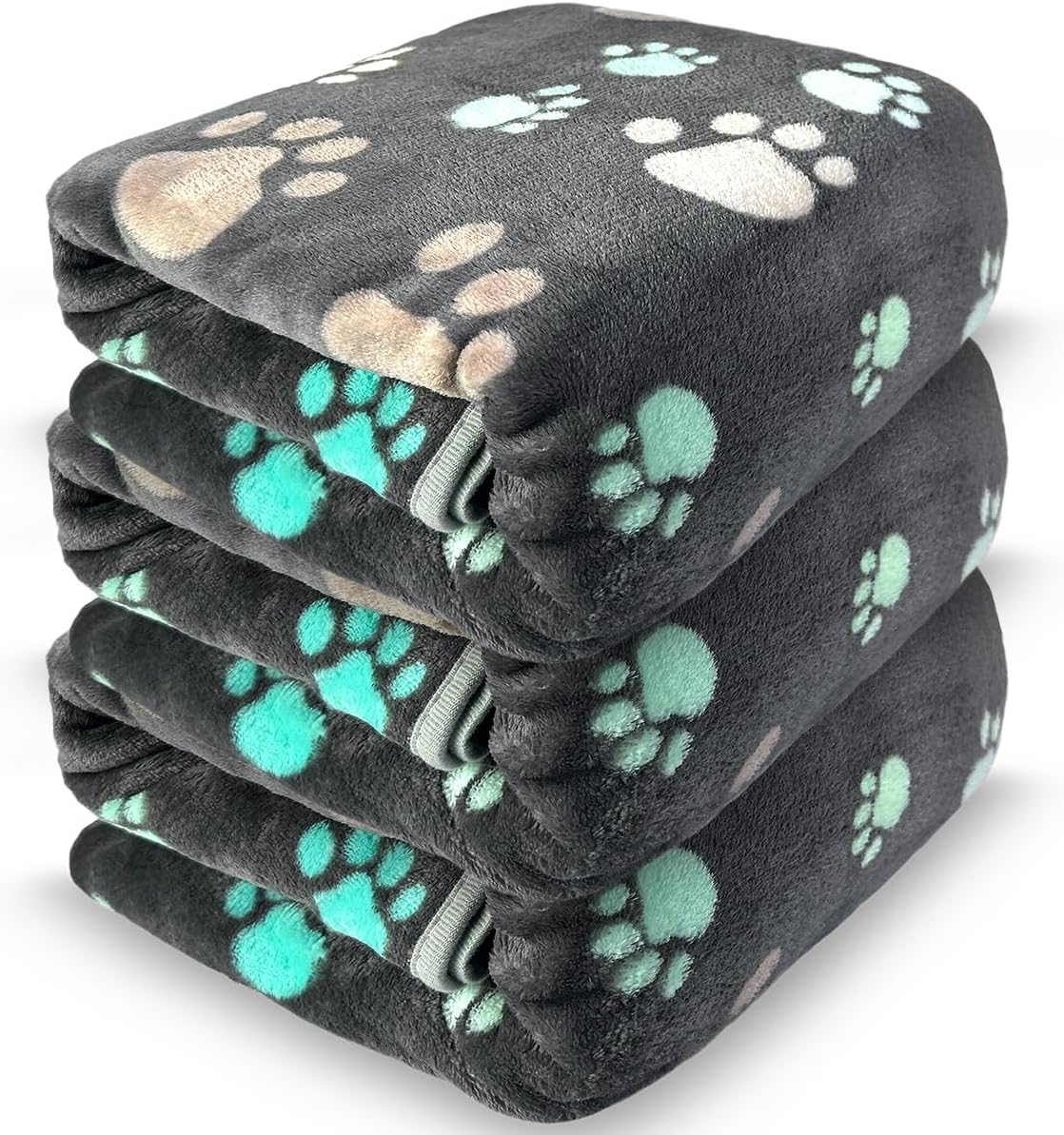 Dog Blankets for Medium Large Dogs, 3 Pack Dog Blanket Washable 41" x 31", Fuzzy Soft Pet Mat Throw Cover for Kennel Crate Bed, Cute Paw Pattern, Cat Blanket, Blankets for Dogs, Pet Blanket