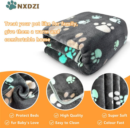 Dog Blankets for Medium Large Dogs, 3 Pack Dog Blanket Washable 41" x 31", Fuzzy Soft Pet Mat Throw Cover for Kennel Crate Bed, Cute Paw Pattern, Cat Blanket, Blankets for Dogs, Pet Blanket