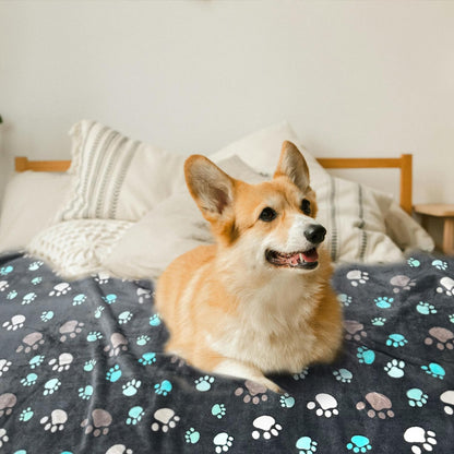 Dog Blankets for Medium Large Dogs, 3 Pack Dog Blanket Washable 41" x 31", Fuzzy Soft Pet Mat Throw Cover for Kennel Crate Bed, Cute Paw Pattern, Cat Blanket, Blankets for Dogs, Pet Blanket