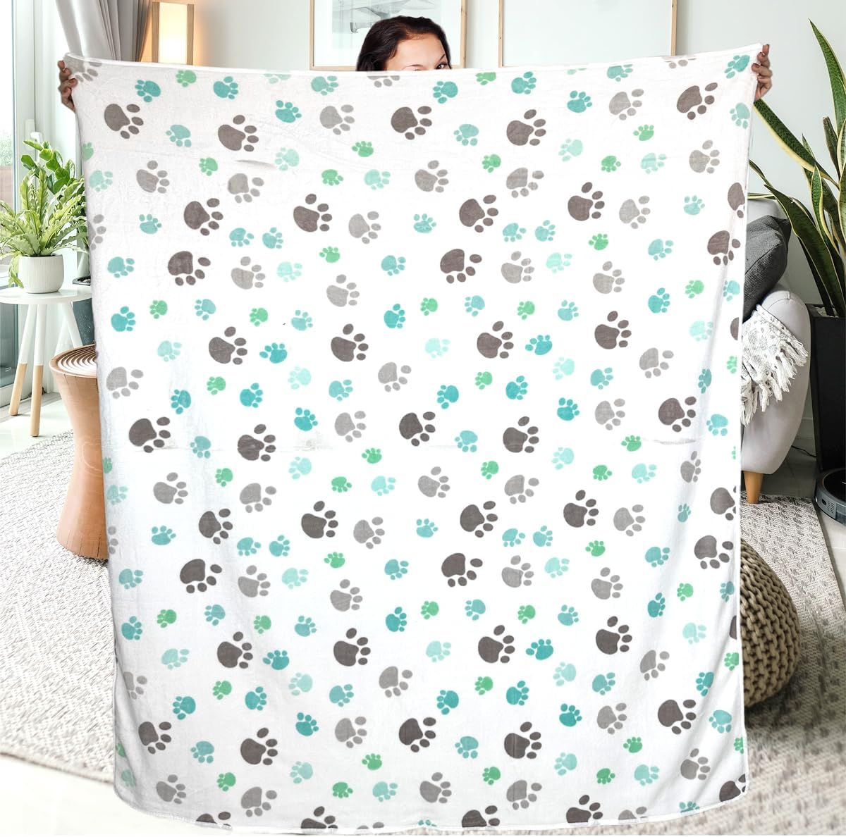 Dog Blankets for Medium Large Dogs, 3 Pack Dog Blanket Washable 41" x 31", Fuzzy Soft Pet Mat Throw Cover for Kennel Crate Bed, Cute Paw Pattern, Cat Blanket, Blankets for Dogs, Pet Blanket
