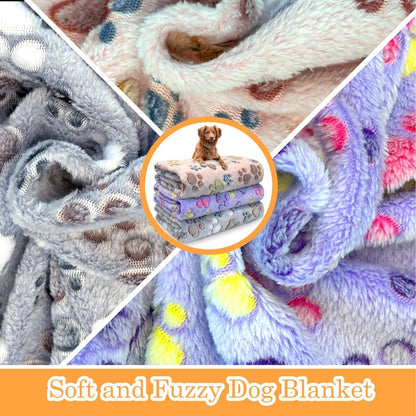 Dog Blankets for Medium Large Dogs, 3 Pack Dog Blanket Washable 41" x 31", Fuzzy Soft Pet Mat Throw Cover for Kennel Crate Bed, Cute Paw Pattern, Cat Blanket, Blankets for Dogs, Pet Blanket