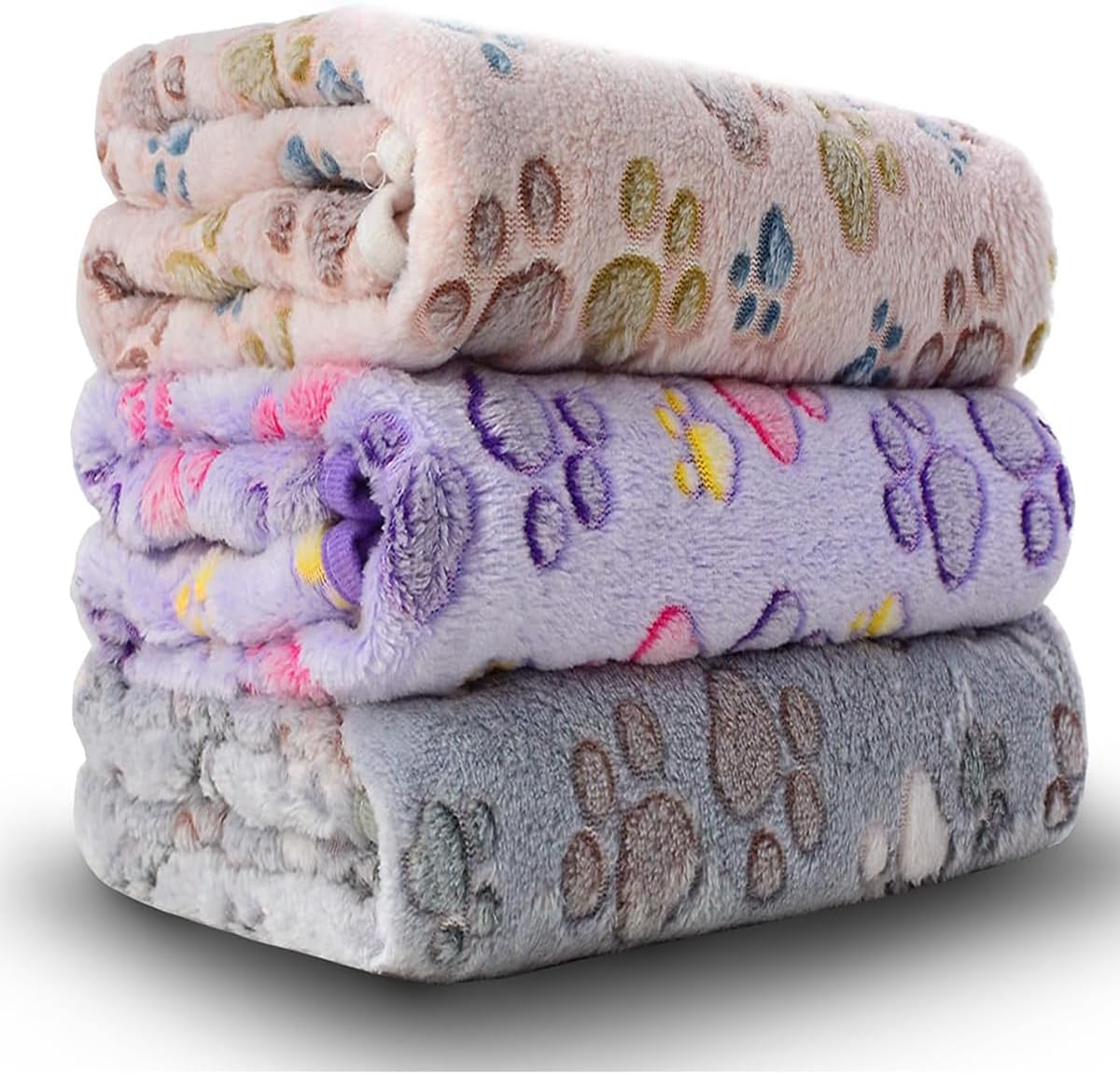 Dog Blankets for Medium Large Dogs, 3 Pack Dog Blanket Washable 41" x 31", Fuzzy Soft Pet Mat Throw Cover for Kennel Crate Bed, Cute Paw Pattern, Cat Blanket, Blankets for Dogs, Pet Blanket