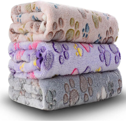Dog Blankets for Medium Large Dogs, 3 Pack Dog Blanket Washable 41" x 31", Fuzzy Soft Pet Mat Throw Cover for Kennel Crate Bed, Cute Paw Pattern, Cat Blanket, Blankets for Dogs, Pet Blanket