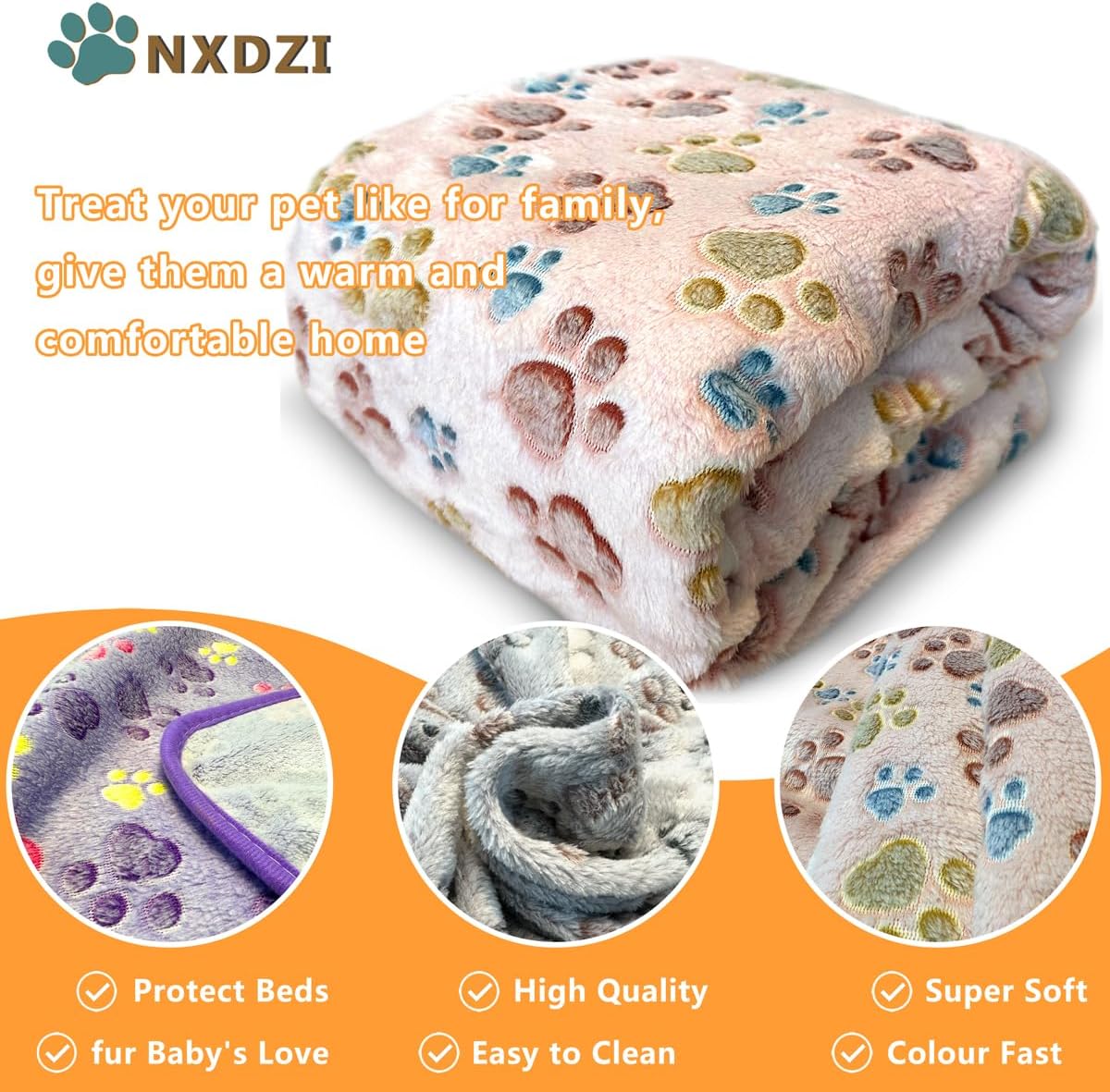 Dog Blankets for Medium Large Dogs, 3 Pack Dog Blanket Washable 41" x 31", Fuzzy Soft Pet Mat Throw Cover for Kennel Crate Bed, Cute Paw Pattern, Cat Blanket, Blankets for Dogs, Pet Blanket