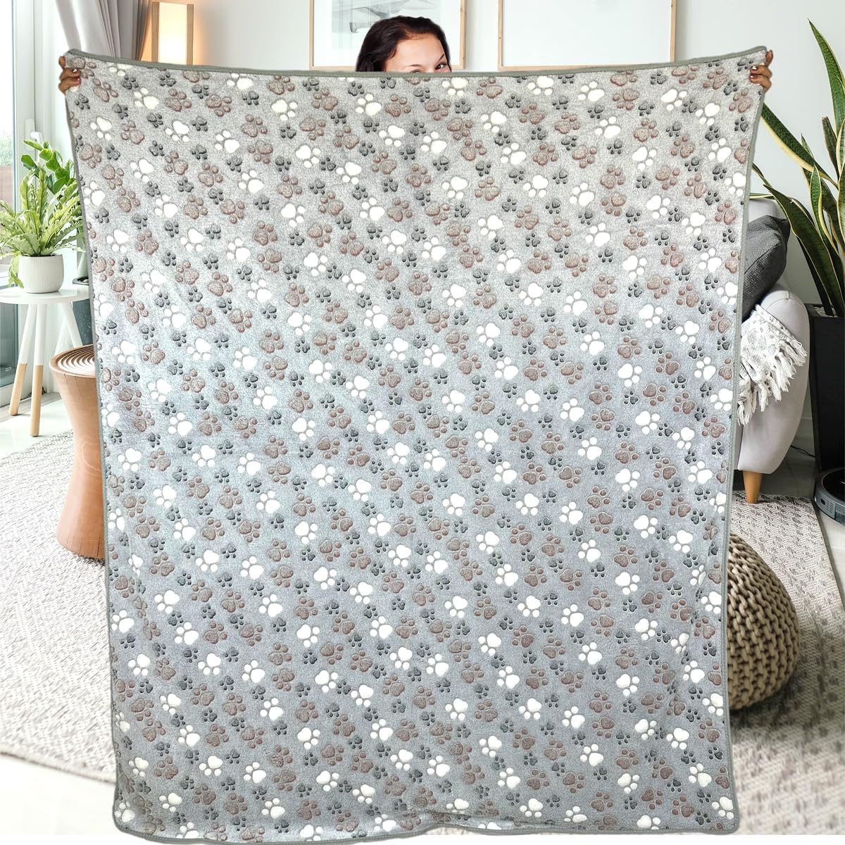 Dog Blankets for Medium Large Dogs, 3 Pack Dog Blanket Washable 41" x 31", Fuzzy Soft Pet Mat Throw Cover for Kennel Crate Bed, Cute Paw Pattern, Cat Blanket, Blankets for Dogs, Pet Blanket