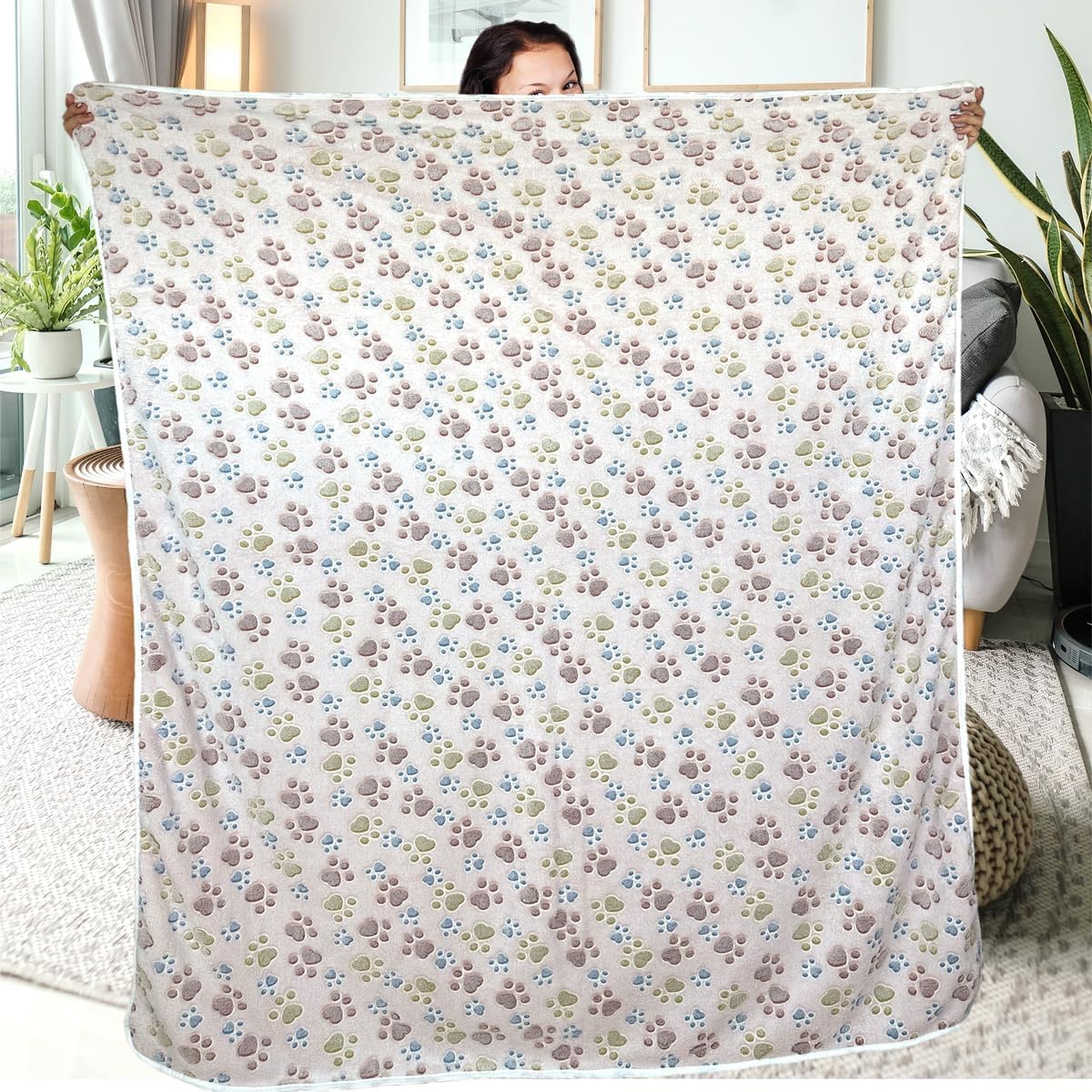 Dog Blankets for Medium Large Dogs, 3 Pack Dog Blanket Washable 41" x 31", Fuzzy Soft Pet Mat Throw Cover for Kennel Crate Bed, Cute Paw Pattern, Cat Blanket, Blankets for Dogs, Pet Blanket