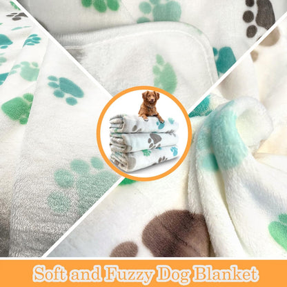 Dog Blankets for Medium Large Dogs, 3 Pack Dog Blanket Washable 41" x 31", Fuzzy Soft Pet Mat Throw Cover for Kennel Crate Bed, Cute Paw Pattern, Cat Blanket, Blankets for Dogs, Pet Blanket
