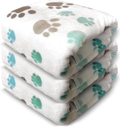 Dog Blankets for Medium Large Dogs, 3 Pack Dog Blanket Washable 41" x 31", Fuzzy Soft Pet Mat Throw Cover for Kennel Crate Bed, Cute Paw Pattern, Cat Blanket, Blankets for Dogs, Pet Blanket