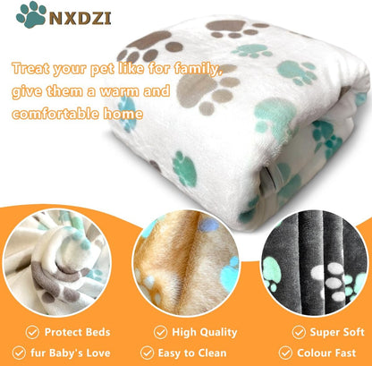 Dog Blankets for Medium Large Dogs, 3 Pack Dog Blanket Washable 41" x 31", Fuzzy Soft Pet Mat Throw Cover for Kennel Crate Bed, Cute Paw Pattern, Cat Blanket, Blankets for Dogs, Pet Blanket