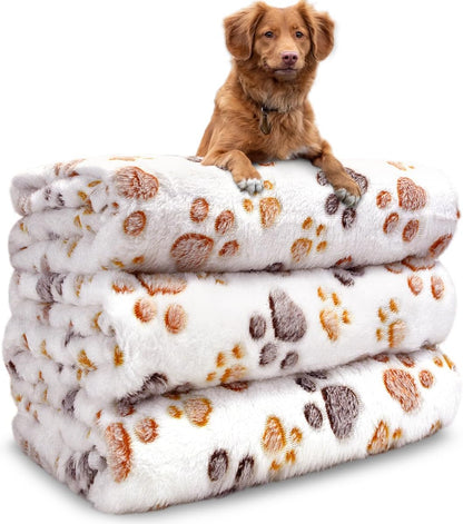 Dog Blankets for Medium Large Dogs, 3 Pack Dog Blanket Washable 41" x 31", Fuzzy Soft Pet Mat Throw Cover for Kennel Crate Bed, Cute Paw Pattern, Cat Blanket, Blankets for Dogs, Pet Blanket