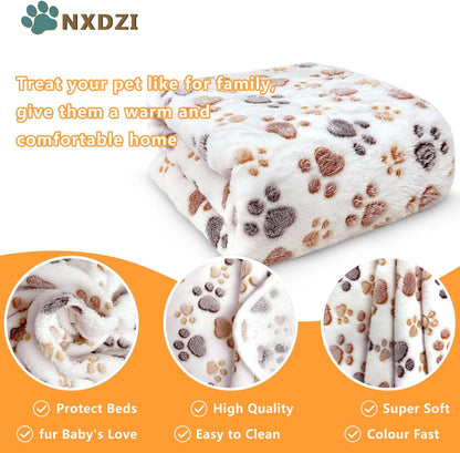 Dog Blankets for Medium Large Dogs, 3 Pack Dog Blanket Washable 41" x 31", Fuzzy Soft Pet Mat Throw Cover for Kennel Crate Bed, Cute Paw Pattern, Cat Blanket, Blankets for Dogs, Pet Blanket